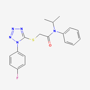 molecular formula C18H18FN5OS B4722562 2-{[1-(4-fluorophenyl)-1H-tetrazol-5-yl]thio}-N-isopropyl-N-phenylacetamide 