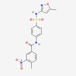 molecular formula C18H16N4O6S B4722594 4-methyl-N-(4-{[(5-methyl-3-isoxazolyl)amino]sulfonyl}phenyl)-3-nitrobenzamide 