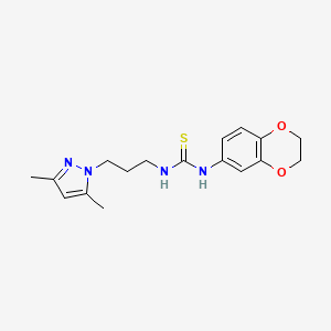 molecular formula C17H22N4O2S B4722638 N-(2,3-dihydro-1,4-benzodioxin-6-yl)-N'-[3-(3,5-dimethyl-1H-pyrazol-1-yl)propyl]thiourea 