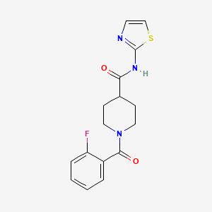 molecular formula C16H16FN3O2S B4722644 1-(2-fluorobenzoyl)-N-1,3-thiazol-2-yl-4-piperidinecarboxamide 