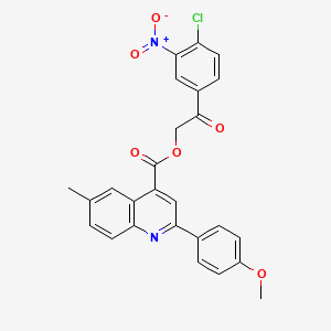 molecular formula C26H19ClN2O6 B4722645 2-(4-chloro-3-nitrophenyl)-2-oxoethyl 2-(4-methoxyphenyl)-6-methyl-4-quinolinecarboxylate 