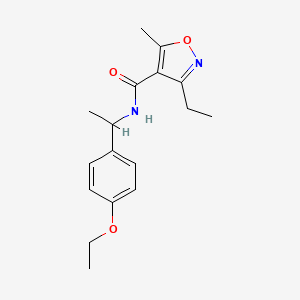 molecular formula C17H22N2O3 B4722665 N-[1-(4-ethoxyphenyl)ethyl]-3-ethyl-5-methyl-4-isoxazolecarboxamide 