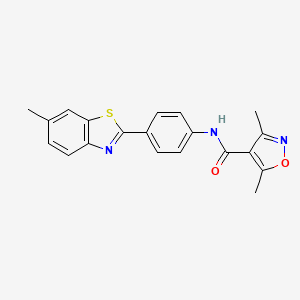 molecular formula C20H17N3O2S B4722731 3,5-dimethyl-N-[4-(6-methyl-1,3-benzothiazol-2-yl)phenyl]-4-isoxazolecarboxamide 