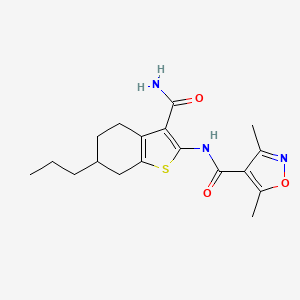 molecular formula C18H23N3O3S B4722796 N-[3-(aminocarbonyl)-6-propyl-4,5,6,7-tetrahydro-1-benzothien-2-yl]-3,5-dimethyl-4-isoxazolecarboxamide 