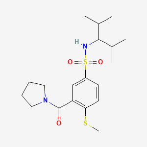 molecular formula C19H30N2O3S2 B4722846 N-(1-isopropyl-2-methylpropyl)-4-(methylthio)-3-(1-pyrrolidinylcarbonyl)benzenesulfonamide 