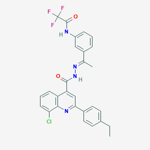 molecular formula C28H22ClF3N4O2 B4722862 N-[3-(N-{[8-chloro-2-(4-ethylphenyl)-4-quinolinyl]carbonyl}ethanehydrazonoyl)phenyl]-2,2,2-trifluoroacetamide 