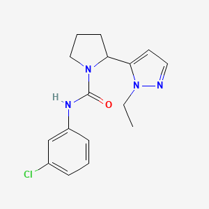 molecular formula C16H19ClN4O B4722887 N-(3-chlorophenyl)-2-(1-ethyl-1H-pyrazol-5-yl)-1-pyrrolidinecarboxamide 