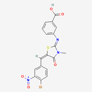 molecular formula C18H12BrN3O5S B4722905 3-{[5-(4-bromo-3-nitrobenzylidene)-3-methyl-4-oxo-1,3-thiazolidin-2-ylidene]amino}benzoic acid 