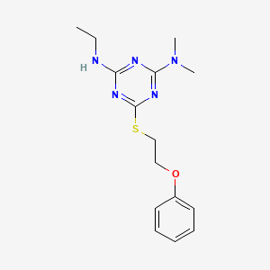 molecular formula C15H21N5OS B4722916 N'-ethyl-N,N-dimethyl-6-[(2-phenoxyethyl)thio]-1,3,5-triazine-2,4-diamine 