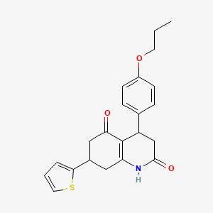 molecular formula C22H23NO3S B4722928 4-(4-propoxyphenyl)-7-(2-thienyl)-4,6,7,8-tetrahydro-2,5(1H,3H)-quinolinedione 