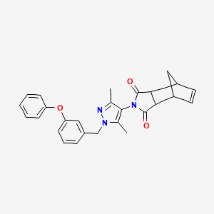 molecular formula C27H25N3O3 B4722933 4-[3,5-dimethyl-1-(3-phenoxybenzyl)-1H-pyrazol-4-yl]-4-azatricyclo[5.2.1.0~2,6~]dec-8-ene-3,5-dione 
