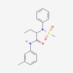 molecular formula C18H22N2O3S B4722956 N-(3-methylphenyl)-2-[(methylsulfonyl)(phenyl)amino]butanamide 