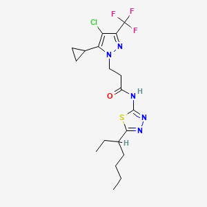 molecular formula C19H25ClF3N5OS B4722973 3-[4-chloro-5-cyclopropyl-3-(trifluoromethyl)-1H-pyrazol-1-yl]-N-[5-(1-ethylpentyl)-1,3,4-thiadiazol-2-yl]propanamide 