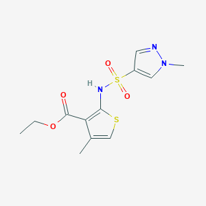 molecular formula C12H15N3O4S2 B4722987 ethyl 4-methyl-2-{[(1-methyl-1H-pyrazol-4-yl)sulfonyl]amino}-3-thiophenecarboxylate 