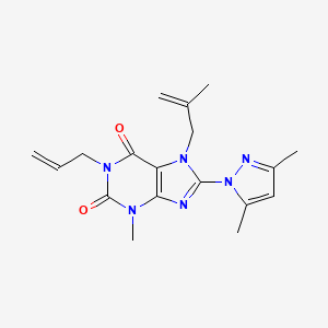 molecular formula C18H22N6O2 B4722992 1-allyl-8-(3,5-dimethyl-1H-pyrazol-1-yl)-3-methyl-7-(2-methyl-2-propen-1-yl)-3,7-dihydro-1H-purine-2,6-dione 