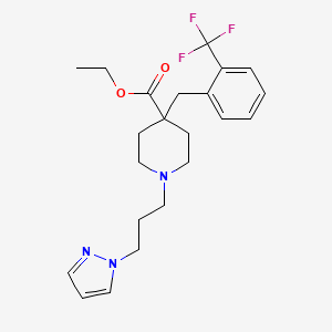 molecular formula C22H28F3N3O2 B4723104 ethyl 1-[3-(1H-pyrazol-1-yl)propyl]-4-[2-(trifluoromethyl)benzyl]-4-piperidinecarboxylate 