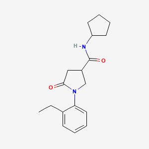 molecular formula C18H24N2O2 B4723113 N-cyclopentyl-1-(2-ethylphenyl)-5-oxo-3-pyrrolidinecarboxamide 