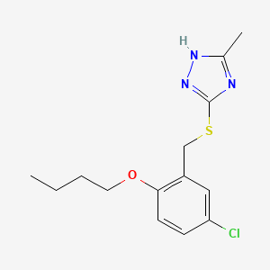 molecular formula C14H18ClN3OS B4723124 3-[(2-butoxy-5-chlorobenzyl)thio]-5-methyl-4H-1,2,4-triazole 