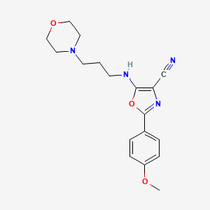 2-(4-methoxyphenyl)-5-{[3-(4-morpholinyl)propyl]amino}-1,3-oxazole-4-carbonitrile