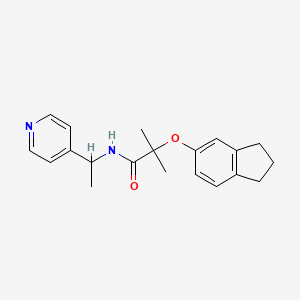 2-(2,3-dihydro-1H-inden-5-yloxy)-2-methyl-N-[1-(4-pyridinyl)ethyl]propanamide
