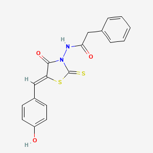 molecular formula C18H14N2O3S2 B4723157 N-[5-(4-hydroxybenzylidene)-4-oxo-2-thioxo-1,3-thiazolidin-3-yl]-2-phenylacetamide 