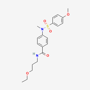 molecular formula C20H26N2O5S B4723159 N-(3-ethoxypropyl)-4-[[(4-methoxyphenyl)sulfonyl](methyl)amino]benzamide 
