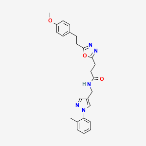 molecular formula C25H27N5O3 B4723166 3-{5-[2-(4-methoxyphenyl)ethyl]-1,3,4-oxadiazol-2-yl}-N-{[1-(2-methylphenyl)-1H-pyrazol-4-yl]methyl}propanamide 