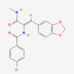 molecular formula C18H15BrN2O4 B4723169 N-{2-(1,3-benzodioxol-5-yl)-1-[(methylamino)carbonyl]vinyl}-4-bromobenzamide 