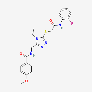 molecular formula C21H22FN5O3S B4723184 N-{[4-ethyl-5-({2-[(2-fluorophenyl)amino]-2-oxoethyl}thio)-4H-1,2,4-triazol-3-yl]methyl}-4-methoxybenzamide 