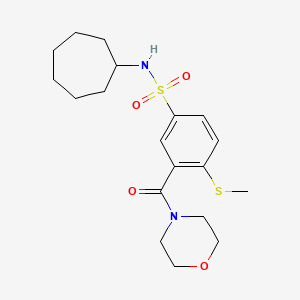 molecular formula C19H28N2O4S2 B4723188 N-cycloheptyl-4-(methylthio)-3-(4-morpholinylcarbonyl)benzenesulfonamide 