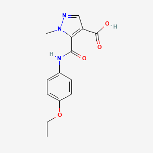 molecular formula C14H15N3O4 B4723194 5-{[(4-ethoxyphenyl)amino]carbonyl}-1-methyl-1H-pyrazole-4-carboxylic acid 