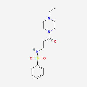molecular formula C15H23N3O3S B4723202 N-[3-(4-ethyl-1-piperazinyl)-3-oxopropyl]benzenesulfonamide 