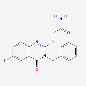 molecular formula C17H14IN3O2S B4723220 2-[(3-benzyl-6-iodo-4-oxo-3,4-dihydro-2-quinazolinyl)thio]acetamide CAS No. 362662-05-3
