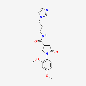 molecular formula C19H24N4O4 B4723300 1-(2,4-dimethoxyphenyl)-N-[3-(1H-imidazol-1-yl)propyl]-5-oxo-3-pyrrolidinecarboxamide 