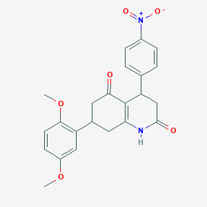 molecular formula C23H22N2O6 B4723304 7-(2,5-dimethoxyphenyl)-4-(4-nitrophenyl)-4,6,7,8-tetrahydro-2,5(1H,3H)-quinolinedione 