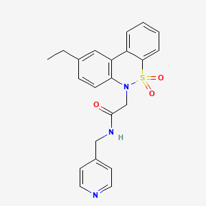 molecular formula C22H21N3O3S B4723326 2-(9-ethyl-5,5-dioxido-6H-dibenzo[c,e][1,2]thiazin-6-yl)-N-(4-pyridinylmethyl)acetamide 