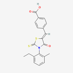 4-{[3-(2-ethyl-6-methylphenyl)-4-oxo-2-thioxo-1,3-thiazolidin-5-ylidene]methyl}benzoic acid