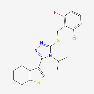 molecular formula C20H21ClFN3S2 B4723367 3-[(2-chloro-6-fluorobenzyl)thio]-4-isopropyl-5-(4,5,6,7-tetrahydro-1-benzothien-3-yl)-4H-1,2,4-triazole 