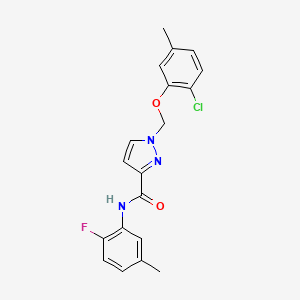 molecular formula C19H17ClFN3O2 B4723452 1-[(2-chloro-5-methylphenoxy)methyl]-N-(2-fluoro-5-methylphenyl)-1H-pyrazole-3-carboxamide 