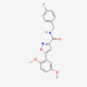molecular formula C19H17FN2O4 B4723453 5-(2,5-dimethoxyphenyl)-N-(4-fluorobenzyl)-3-isoxazolecarboxamide 