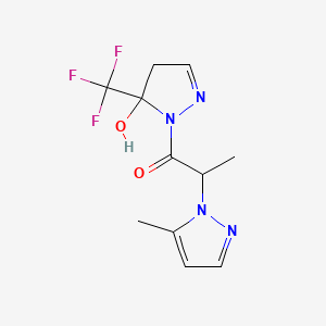 molecular formula C11H13F3N4O2 B4723491 1-[2-(5-methyl-1H-pyrazol-1-yl)propanoyl]-5-(trifluoromethyl)-4,5-dihydro-1H-pyrazol-5-ol 