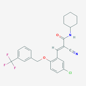 molecular formula C24H22ClF3N2O2 B4723502 3-(5-chloro-2-{[3-(trifluoromethyl)benzyl]oxy}phenyl)-2-cyano-N-cyclohexylacrylamide 