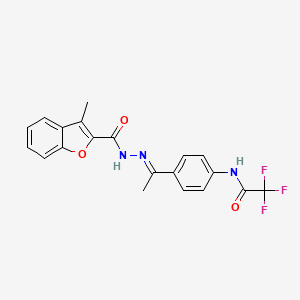 molecular formula C20H16F3N3O3 B4723508 2,2,2-trifluoro-N-(4-{N-[(3-methyl-1-benzofuran-2-yl)carbonyl]ethanehydrazonoyl}phenyl)acetamide 