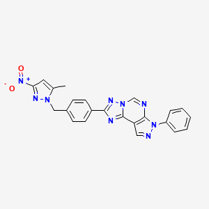 molecular formula C23H17N9O2 B4723510 2-{4-[(5-methyl-3-nitro-1H-pyrazol-1-yl)methyl]phenyl}-7-phenyl-7H-pyrazolo[4,3-e][1,2,4]triazolo[1,5-c]pyrimidine 