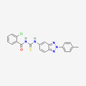 molecular formula C21H16ClN5OS B4723546 2-chloro-N-({[2-(4-methylphenyl)-2H-1,2,3-benzotriazol-5-yl]amino}carbonothioyl)benzamide 