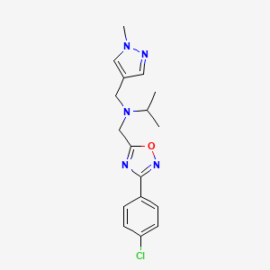 molecular formula C17H20ClN5O B4723563 N-{[3-(4-chlorophenyl)-1,2,4-oxadiazol-5-yl]methyl}-N-[(1-methyl-1H-pyrazol-4-yl)methyl]-2-propanamine 