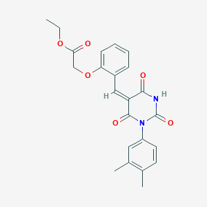 molecular formula C23H22N2O6 B4723572 ethyl (2-{[1-(3,4-dimethylphenyl)-2,4,6-trioxotetrahydro-5(2H)-pyrimidinylidene]methyl}phenoxy)acetate 