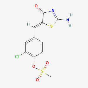 molecular formula C11H9ClN2O4S2 B4723579 2-chloro-4-[(2-imino-4-oxo-1,3-thiazolidin-5-ylidene)methyl]phenyl methanesulfonate 