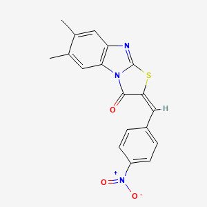 molecular formula C18H13N3O3S B4723601 6,7-dimethyl-2-(4-nitrobenzylidene)[1,3]thiazolo[3,2-a]benzimidazol-3(2H)-one 