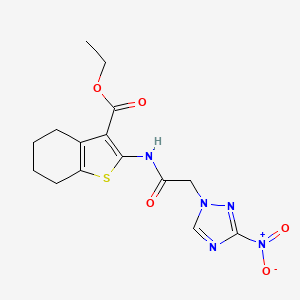 molecular formula C15H17N5O5S B4723606 ethyl 2-{[(3-nitro-1H-1,2,4-triazol-1-yl)acetyl]amino}-4,5,6,7-tetrahydro-1-benzothiophene-3-carboxylate 